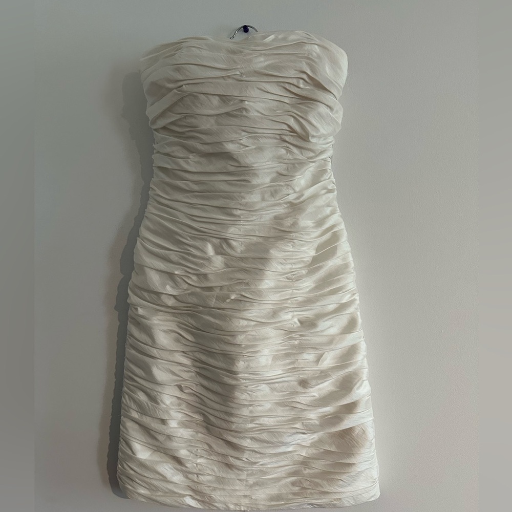 Elegant White Ruched Prom Dress